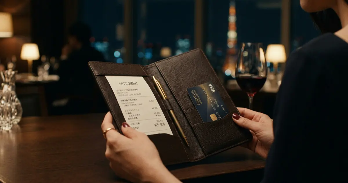 Leather bill folder and a card at a night club