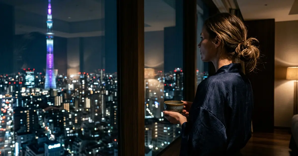Woman holding a cup of tea by the window, deep in thought