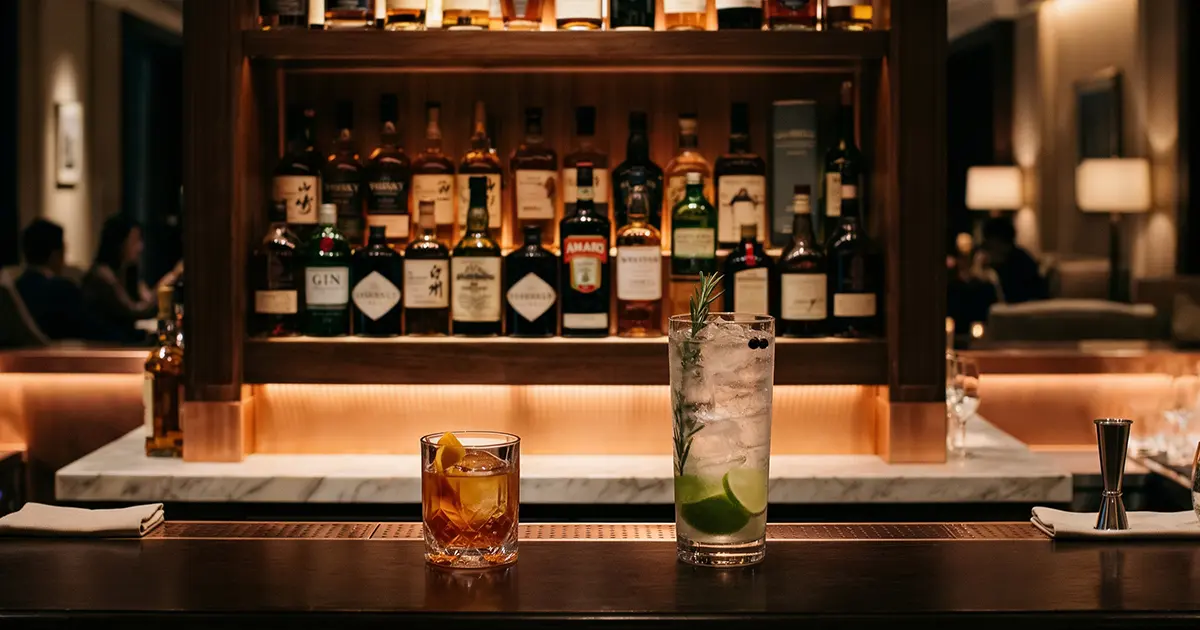 Beautiful cocktails on a bar counter