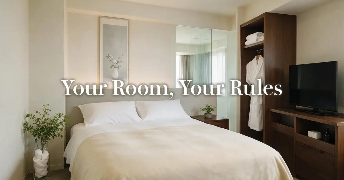 Hotel room prepared with towels and robe ahead of an outcall massage session