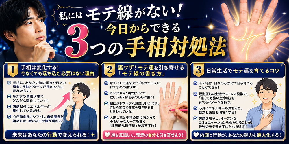 私にはモテ線がない!今日からできる3つの手相対処法